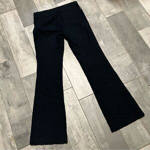 Y2K Moschino Navy Blue Mid Rise Embroidered Eyelet Cotton Bootcut Flare Pant 6 S